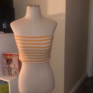 Cute yellow and white stripe tube top